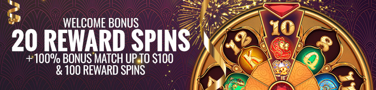 100%-Welcome-Bonus-Match-Up-to-$100-&-100-Reward-Spins-–-First-Time-Deposit