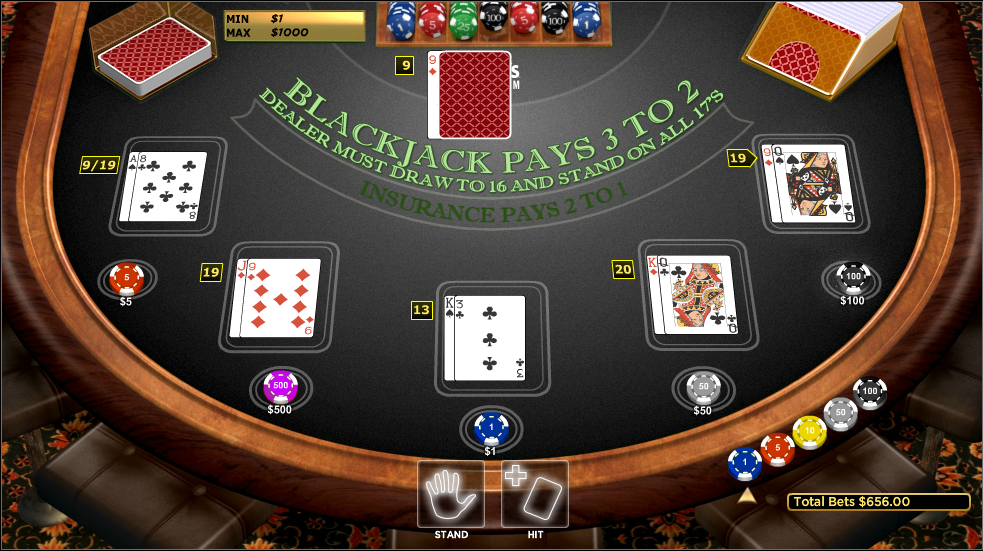 simulated casino blackjack game